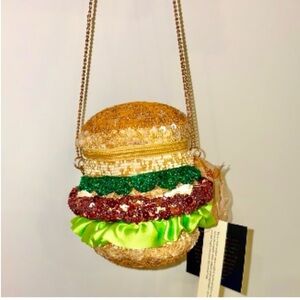 Hamburger Shaped Beaded Crossbody Bag